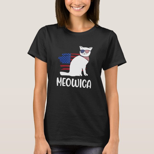 Camiseta Cat Meowica 4th of July Boys Girls Men  cat (Frente)