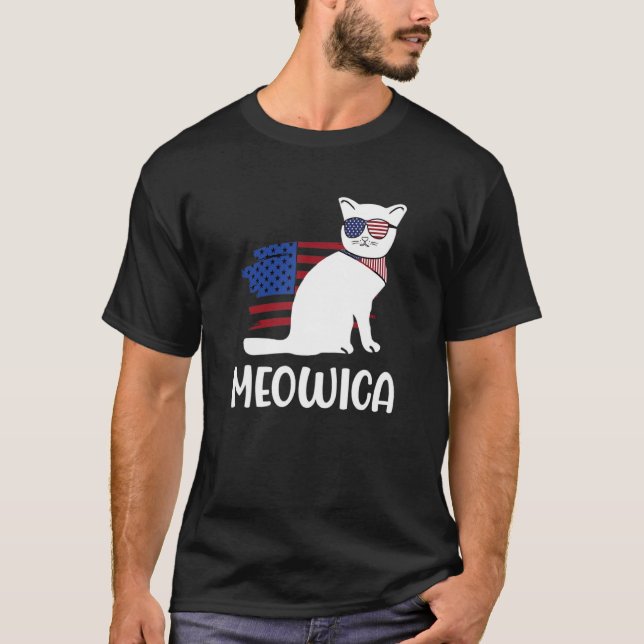 Camiseta Cat Meowica 4th of July Boys Girls Men  cat (Frente)