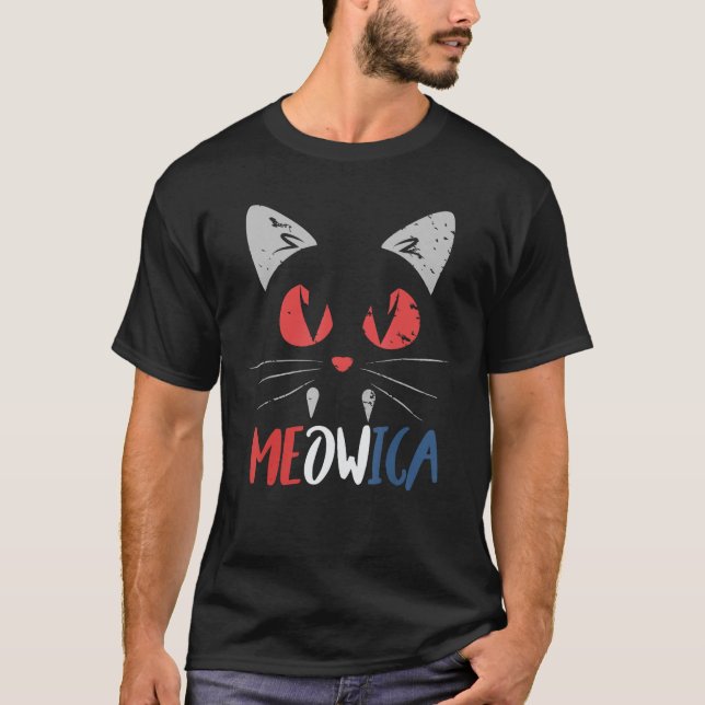 Camiseta Cat Meowica 4th of July Patriotic (Frente)