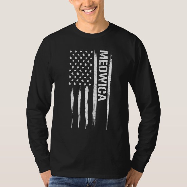 Camiseta Cat Meowica - American Flag Sayings (Frente)