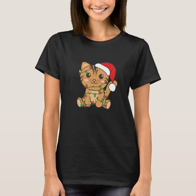Camiseta Cat Merry Christmas Winter Animals Cats Christmas  (Frente)