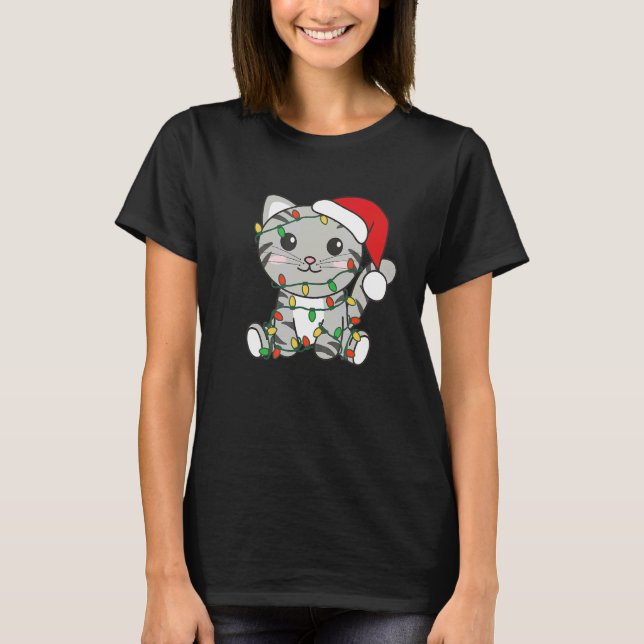 Camiseta Cat Merry Christmas Winter Animals Cats Christmas  (Frente)