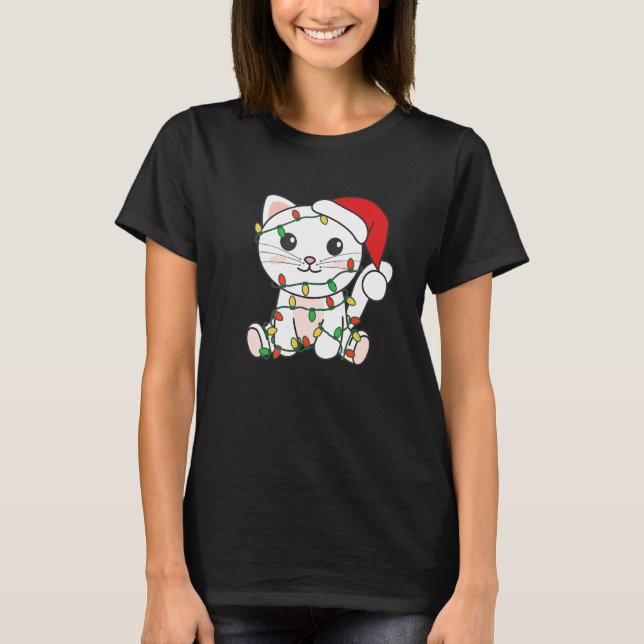 Camiseta Cat Merry Christmas Winter Animals Cats Christmas  (Frente)