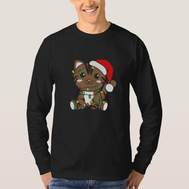 Camiseta Cat Merry Christmas Winter Animals Cats Christmas  (Frente)