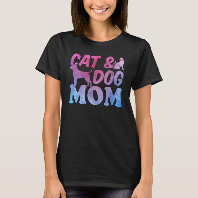 Camiseta Cat Mom and Dog Mama Cute Cat  Cat & Dog Mom (Frente)