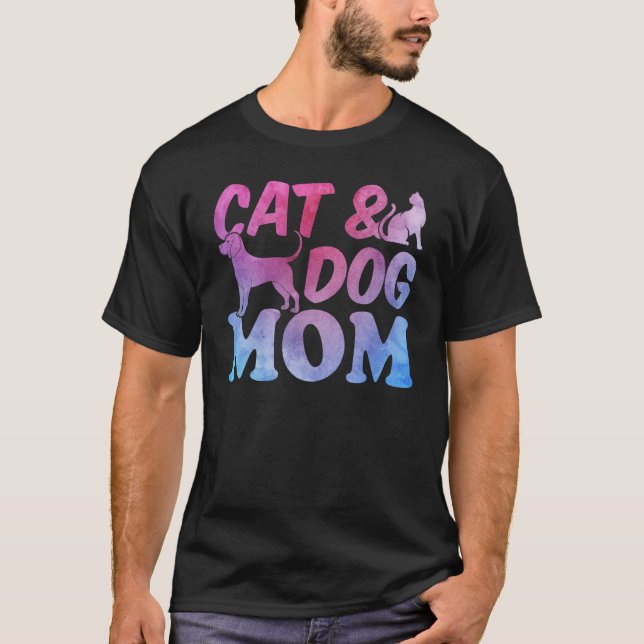 Camiseta Cat Mom and Dog Mama Cute Cat  Cat & Dog Mom (Frente)