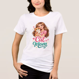 Camiseta Cat Mom – Camisa de Amante de Gatos Fofos