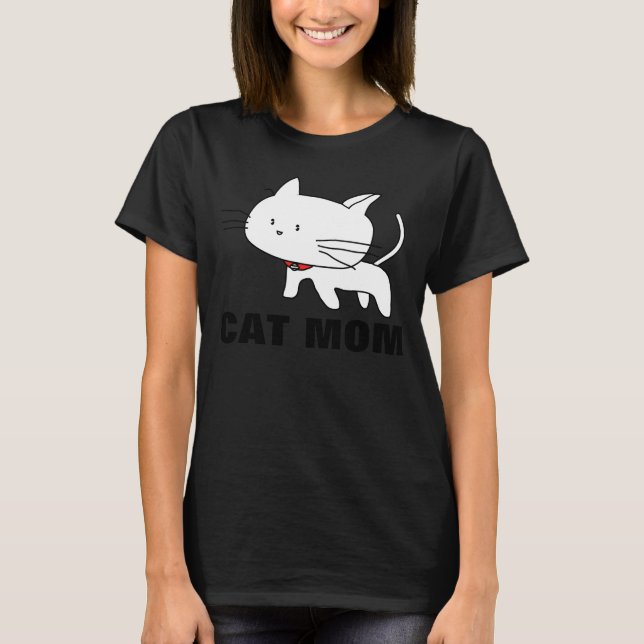 Camiseta CAT MOM, engraçada e fofa t-shirts de gato (Frente)