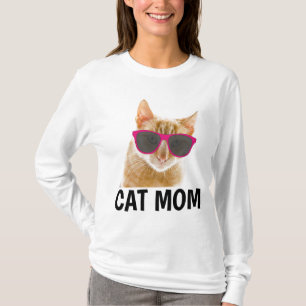 Camiseta CAT MOM, Senhoras Engraçadas T-shirts de gatos
