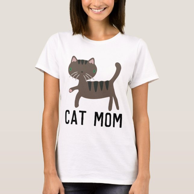 Camiseta CAT MOM, T-Shirts GATO CINZA (Frente)