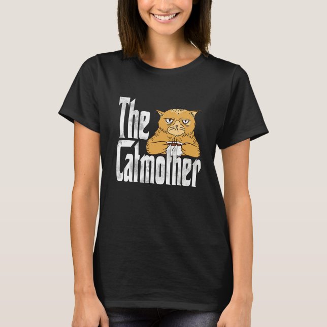 Camiseta Cat Mom The Catmother Crazy Coffee Cat Mother Kitt (Frente)