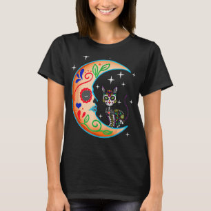 Camiseta Cat & Moon Sugar Skull Dia de Los Muertos Dia de T