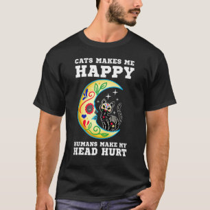 Camiseta Cat & Moon Sugar Skull Dia de Los Muertos Dia de T