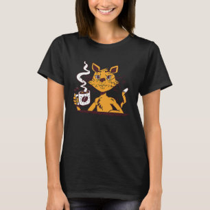 Camiseta Cat Morning Café Bebendo Engraçado Gato Beba Café