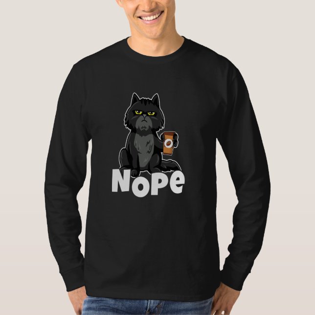Camiseta Cat Motif Cat Coffee Fun Retro Saying Nope (Frente)