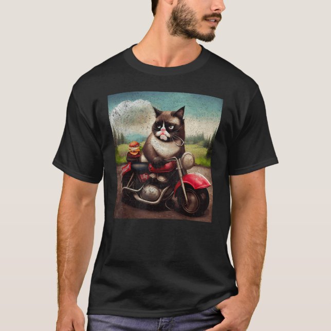 Camiseta Cat Motorbike Hamburger (Frente)