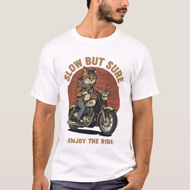 Camiseta Cat Motorcycle Biker T-Shirt (Frente)