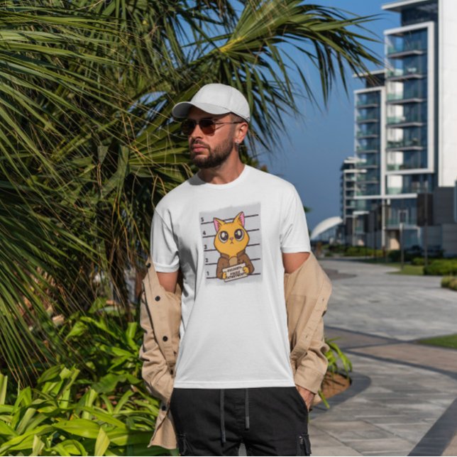 Camiseta Cat Mugshot Cartoon (Criador carregado)