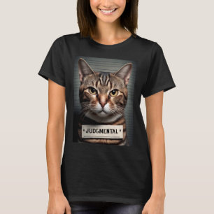 Camiseta Cat Mugshot Judgmental Cat Pai ou Cat Mãe
