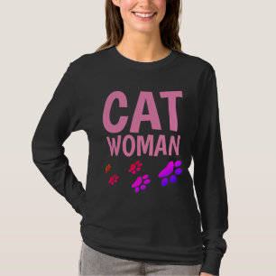Camiseta CAT MULHER Engraçada Senhoras T-shirts e tampas de