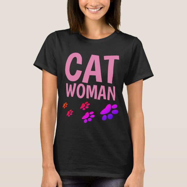 Camiseta CAT MULHER Engraçada Senhoras T-shirts e tampas de (Frente)