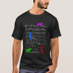 Camiseta Cat Music Notes Gatinho Piano Musical Clef