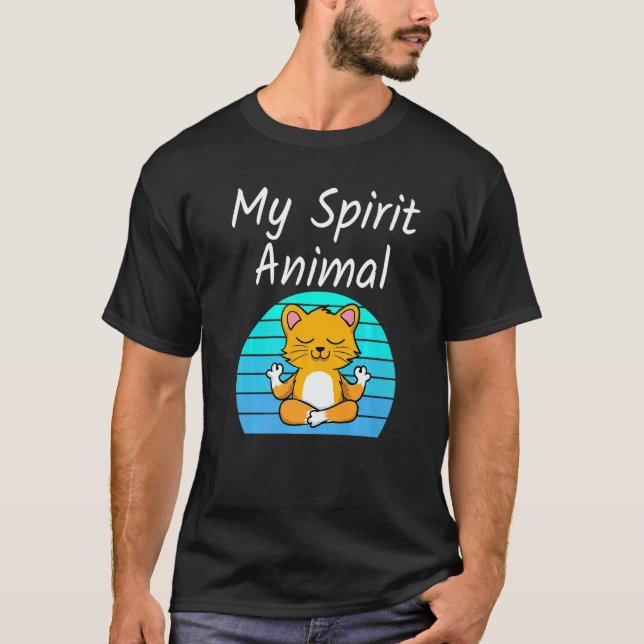 Camiseta Cat My Spirit Animal Relaxing Mediation Yoga Kitte (Frente)