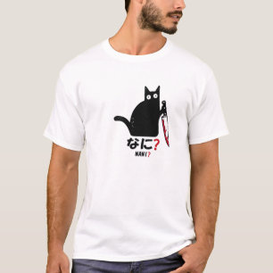 Camiseta Cat Nani Que Gato Negro Assassino Com Faca Japão