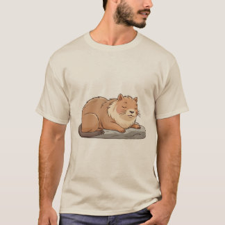 Camiseta Cat Napping on Capybara – Cute Sticker.