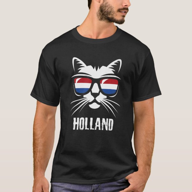Camiseta Cat Netherlands Roots Dutch Holland Flag (Frente)