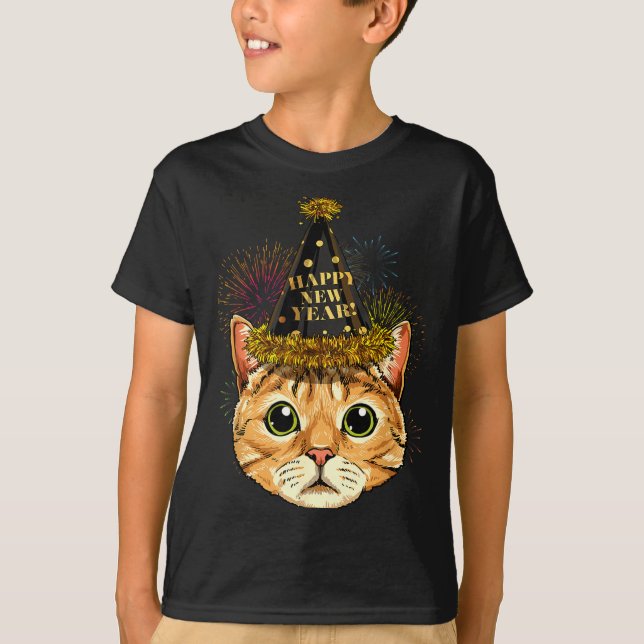 Camiseta Cat New Year Shirt 2024 Happy New Years Eve Nye Fi (Frente)