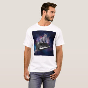 Camiseta Cat no sintetizador no espaço
