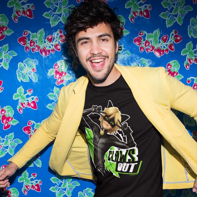 Camiseta Cat Noir | Gráfico de Garras (Man wearing t-shirt)