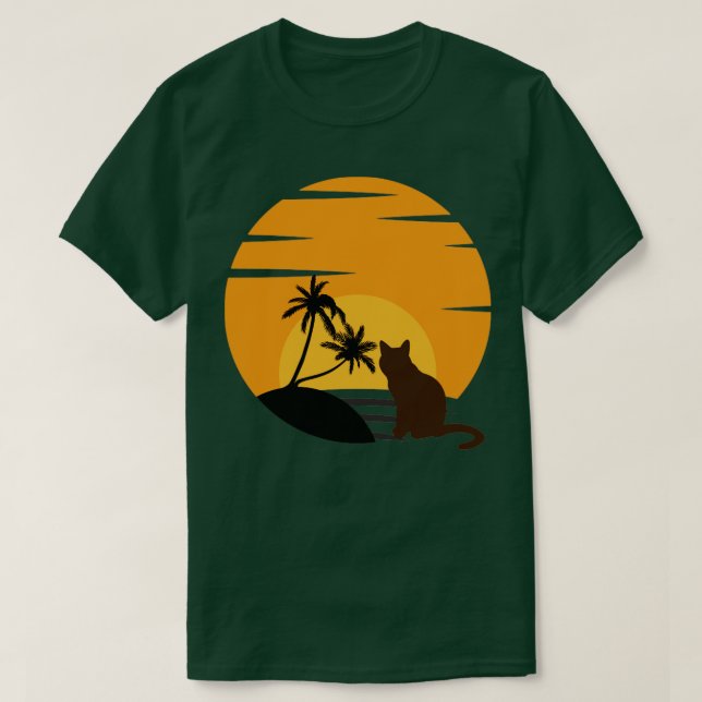 Camiseta Cat Observando Sunset1 (Frente do Design)
