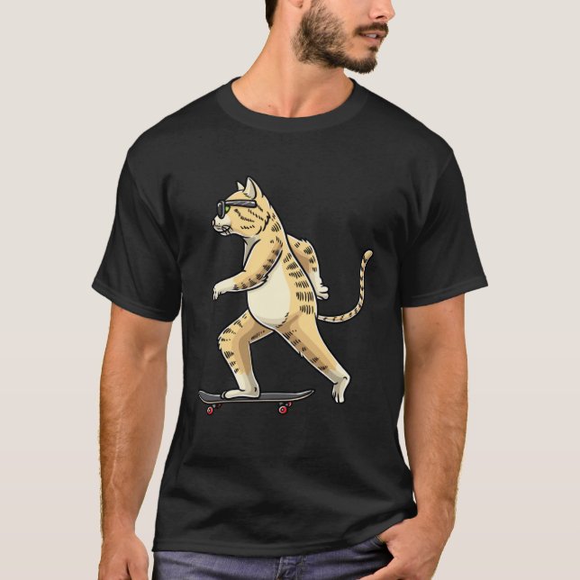 Camiseta Cat On A Skateboard Skateboarding Skater Skateboar (Frente)