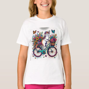 Camiseta Cat on Bicycle Design T-Shirt