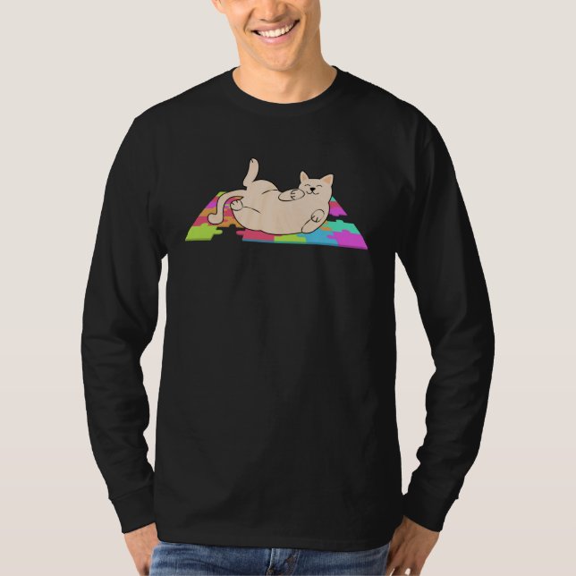 Camiseta Cat On Puzzles Puzzle Puzzle Piece Game Jigsaw Puz (Frente)
