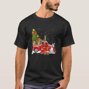 Camiseta Cat On Red Truck Christmas Pajama Engraçado Árvo