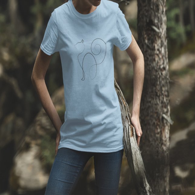 Camiseta Cat One Line Drawing Art (Cat One Line Drawing Art T-Shirt)