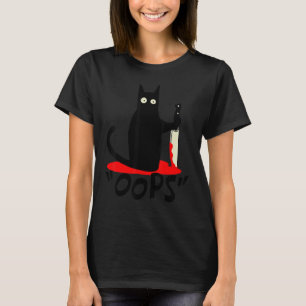Camiseta Cat Oops Black Cat Assassino Com Knife Hallo