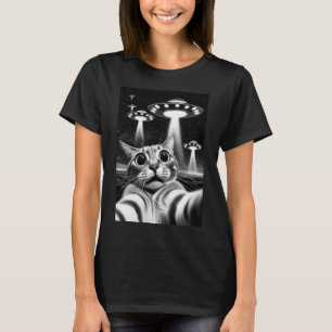 Camiseta Cat OVNI Engraçado Invasão Memória RetroAlienígena