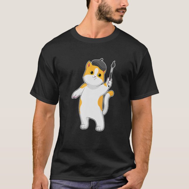 Camiseta Cat Painter Paint Brush (Frente)
