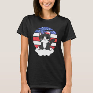 Camiseta Cat Para O Quarto De Julho Dos Eua Bandeira Para C