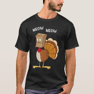 Camiseta Cat Parody Meow Turquia Mask Home Banquete Graças