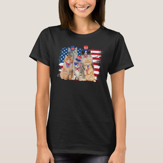 Camiseta Cat Patriotic USA Cat  Cat Moms 4th July Firework (Frente)