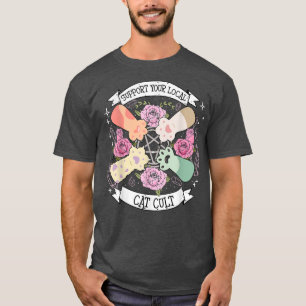 Camiseta Cat Paw Suporta Seu Cult Local Cat Engraçado Kawai