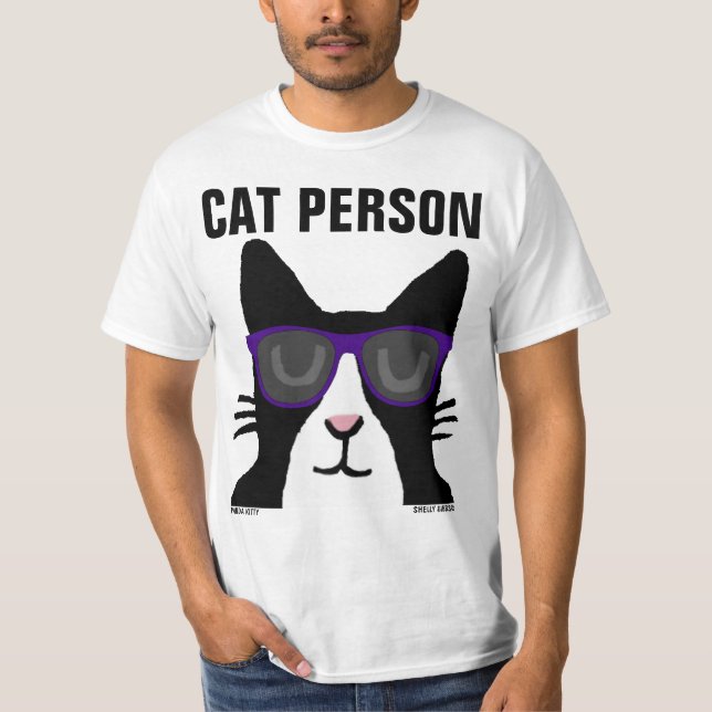 Camiseta CAT PERSON, Gatinho de Panda com T-shirts de óculo (Frente)