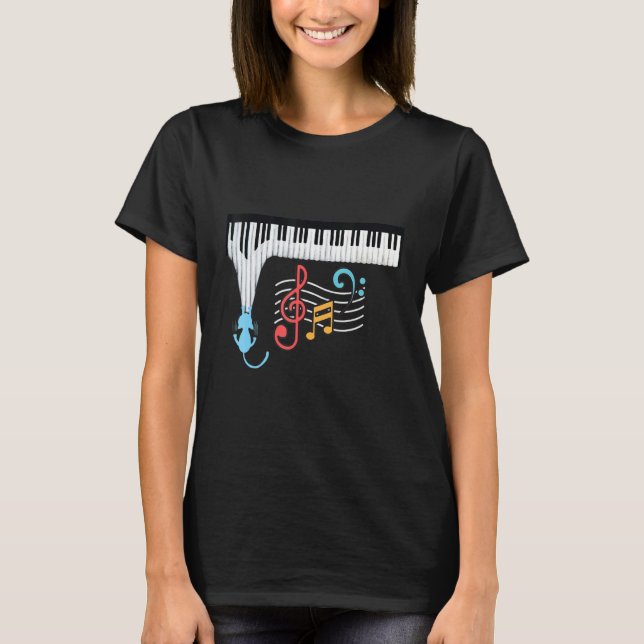 Camiseta Cat Piano Funny Piano Players Piano Teachers Music (Frente)