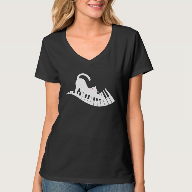 Camiseta Cat Piano Music   2 (Frente)