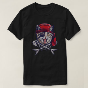 Camiseta Cat Pirata Engraçado Gato Pirata Gift Capitão Ca